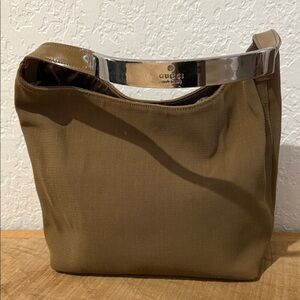 Vintage Gucci Shoulder Bag with Silver Accent